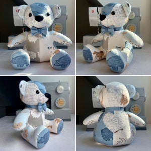 mini memory bear (approx 8 inches tall) - Handmade keepsakes made with the clothing of any loved one