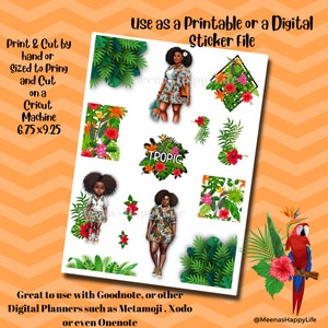 Print and Cut Stickers,Bright Tropics, Planner Stickers, Cricut Print and Cut, Goodnotes, Journal Kit, Tropical Stickers,  Digital Stickers