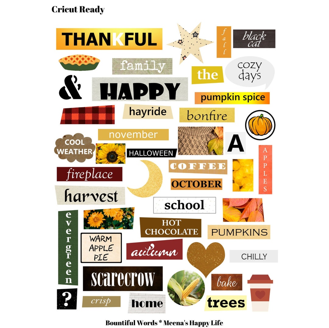 Bountiful Words, Printable, Printable Ephemera, Planner Printable