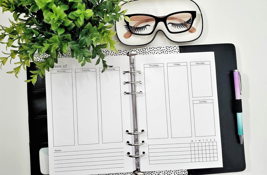 A5, Half Letter Week on 2 Pages, Wo2p, Planner Insert, Printable Insert ...