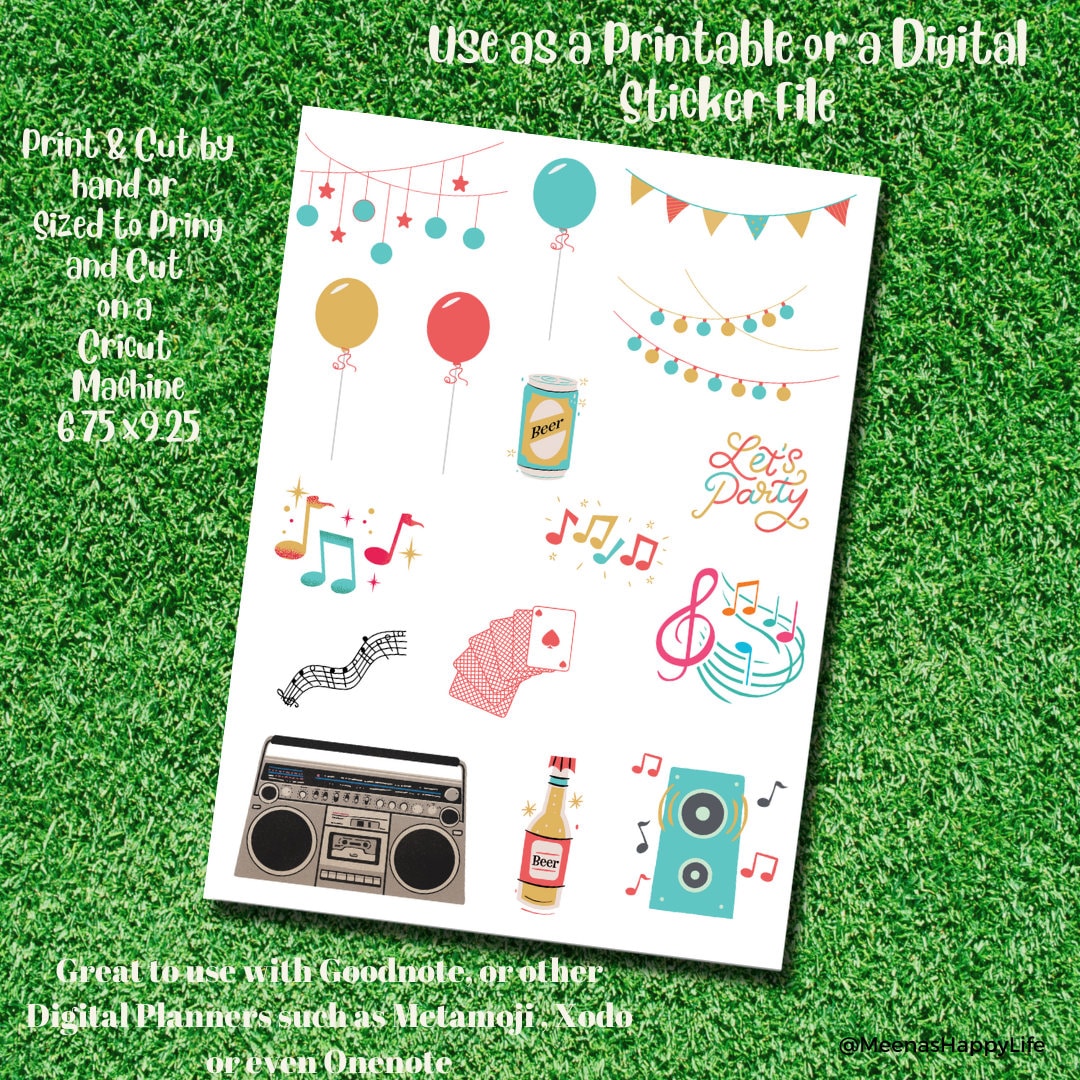 Printable Stickers, Cricut Print and Cut, Cricut Machine, Planner