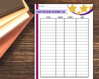 Printable Chapter Book Reading Log Sheet | Digital File | INSTANT DOWNLOAD | 8.5 x 11 in.
