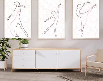 Set of 3 Ballet Dancer Silhouette Bedroom Playroom Printable Wall Art | Home Décor | Gift | Dance teacher | INSTANT DOWNLOAD | 11 x 17 in