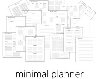 Minimal Planner | Minimalistic planner | Undated | Printable | Daily Monthly Yearly |  2025 | 2026 | Digital | INSTANT DOWNLOAD | A4