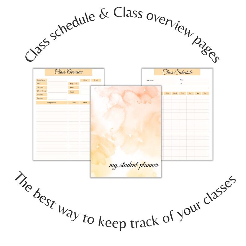 School, Student Planner, Printable, Digital File, Monthly Tasks, Class ...