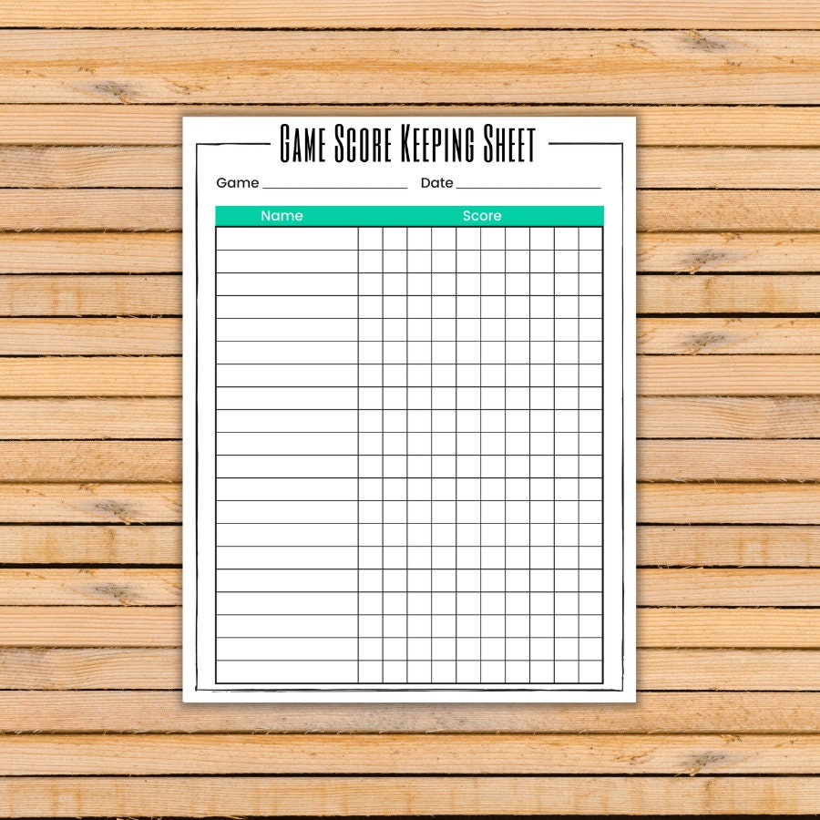 Printable Game Score Keeping Sheet Score Cards Family Game Night