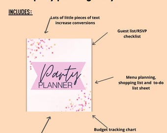 Party Planning Guide, Birthday, Event, Kids, Planner, Printable, Digital, INSTANT DOWNLOAD, Letter size 8.5 x 11 in