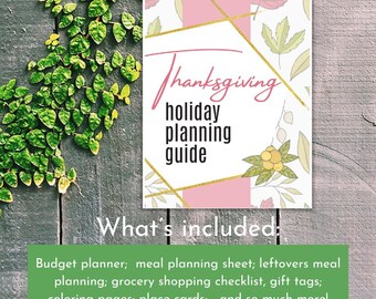 Thanksgiving holiday planning guide: printable | pdf| undated | 8.5 x 11 | downloadable | paper planner | INSTANT DOWNLOAD