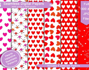 Valentine's Day / Hearts / Love Seamless Digital Paper Backgrounds