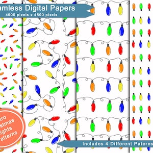 Christmas Lights Seamless Digital Paper Backgrounds
