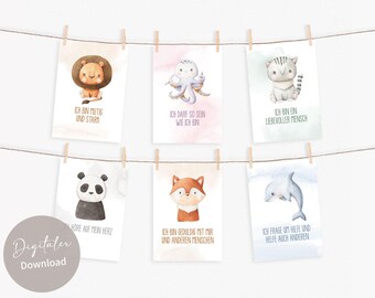 Affirmation cards for children, encouragement cards, mindfulness cards, encouraging cards, postcards, positive thoughts, animal cards, sayings cards