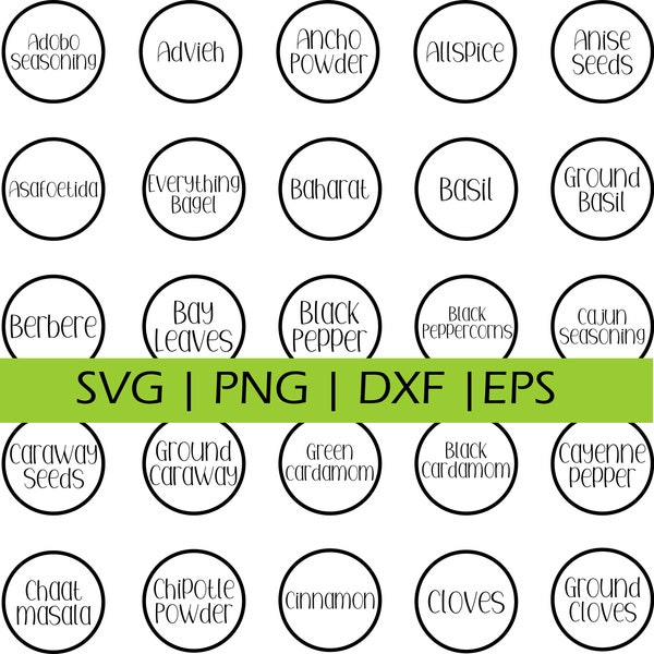 104 Spice Jar Labels SVG| IKEA spice jar labels | spice jar svg |  jar label | DIY spice jar label | jar label | Digital | Download