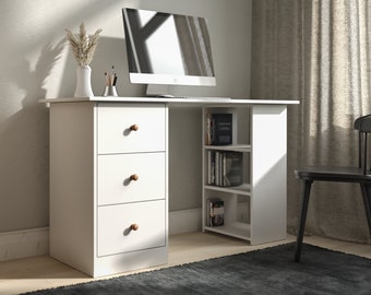 White Desk With Drawers Etsy