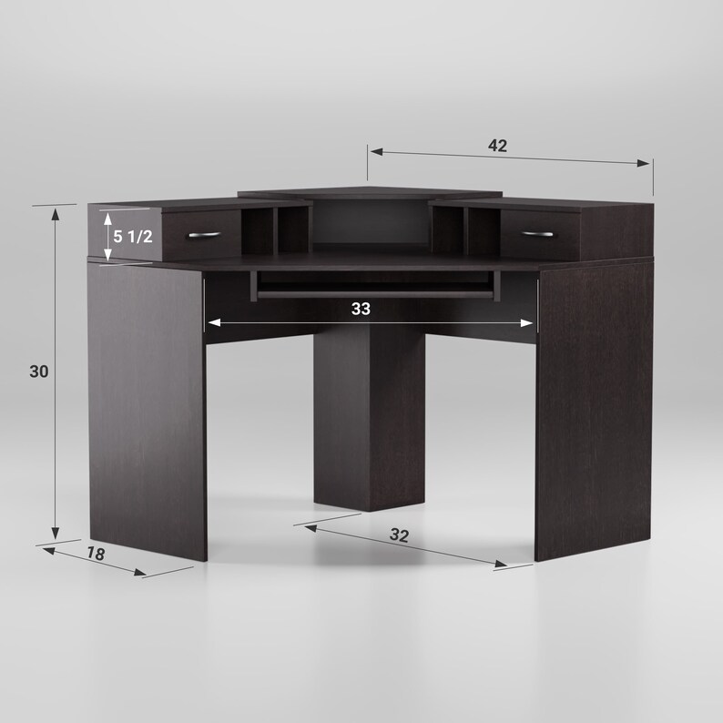 Corner Computer Desk With Raised Monitor Platform and Keyboard Etsy