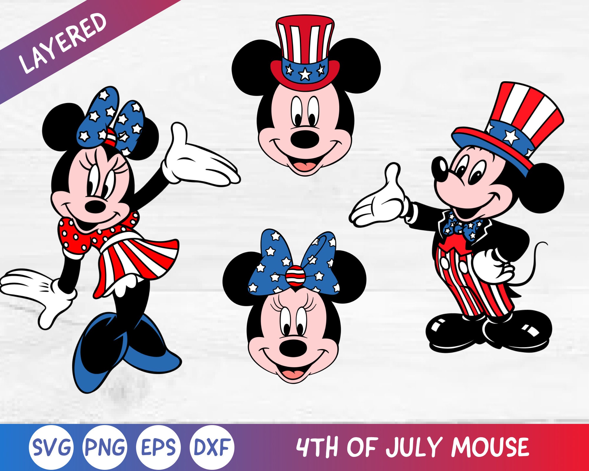 Mickey 4th of July Svg Patriotic Mickey and Minnie Bundle | Etsy