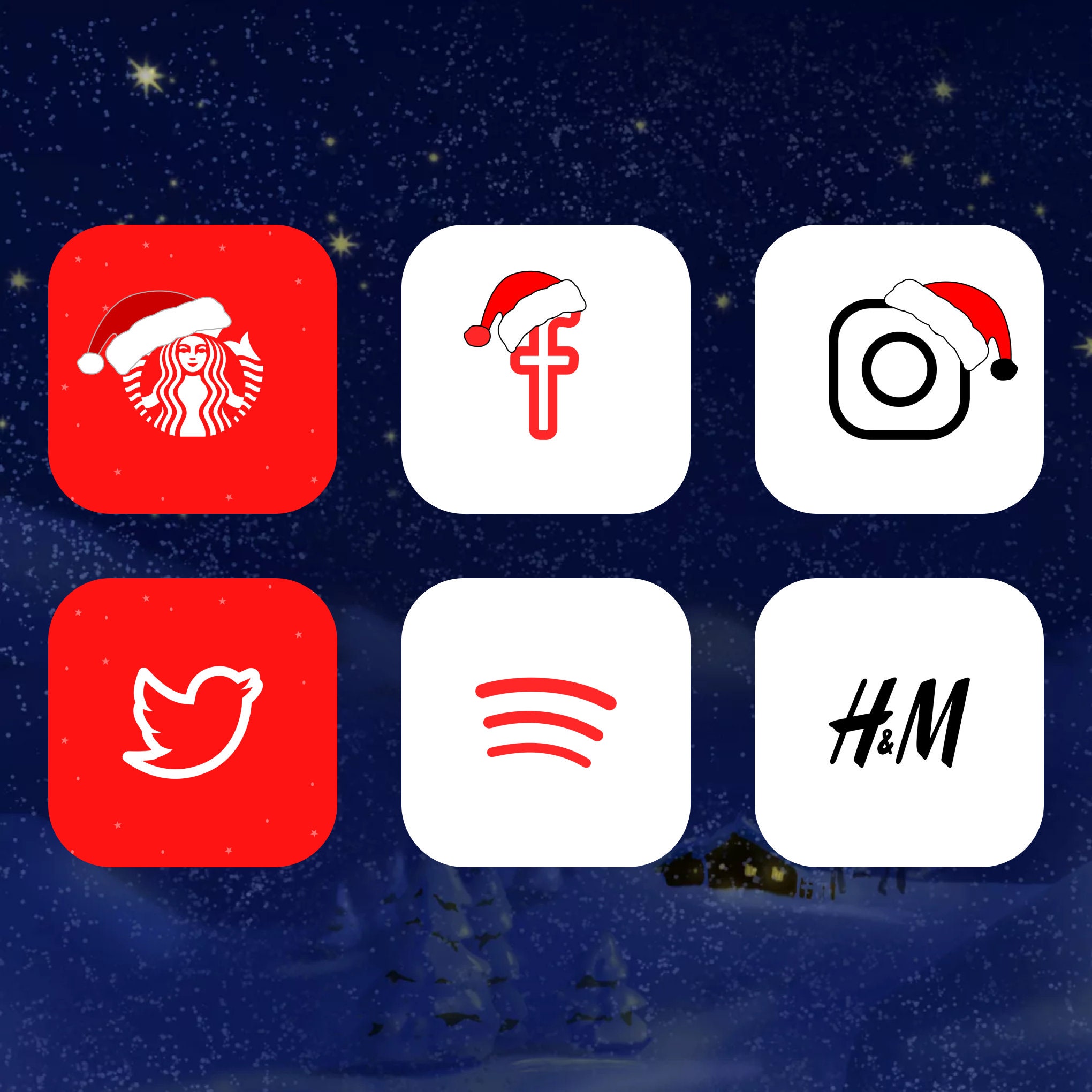 Winter and Christmas app Icons iOS 14 Icon Pack for Aesthetic | Etsy