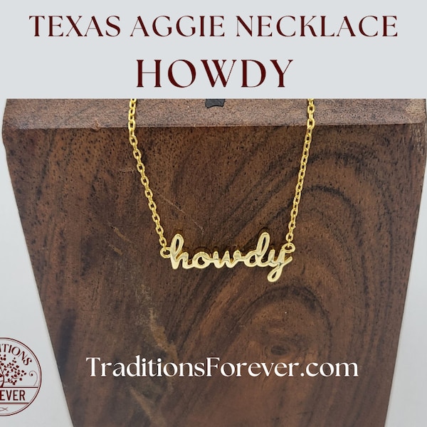 Texas Aggies Necklace | HOWDY | 18K Gold Vermeil | Aggies Necklace
