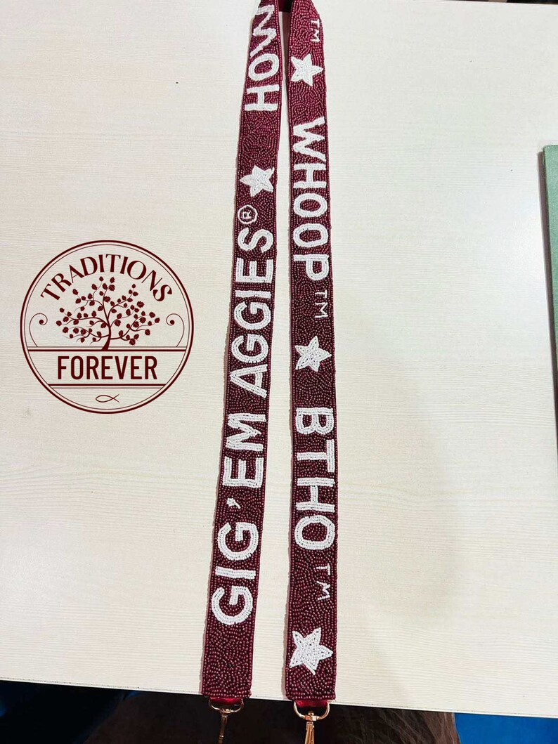 Texas A&M Beaded Purse Strap With Aggie Tradition Etsy