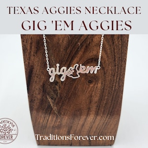 Texas A&M Necklace | GIG &#39;EM | Sterling Silver | Aggies Necklace