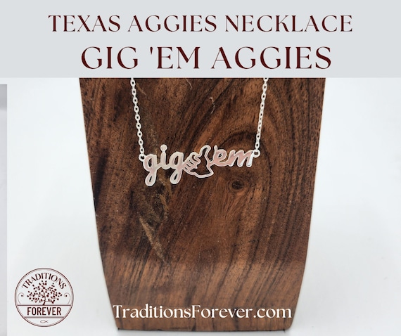 Texas A M Necklace GIG EM Sterling Silver Aggies Necklace Etsy