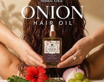 Ayurvedic Onion Hair Growth Oil: Rosemary & Amla Scalp Treatment | Natural Hair Loss/Dandruff Remedy | Handmade in Canada