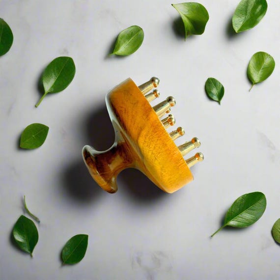 Kansa Scalp & Body Massager: Ayurvedic Teak Wood Massage Tool, Gifts for her