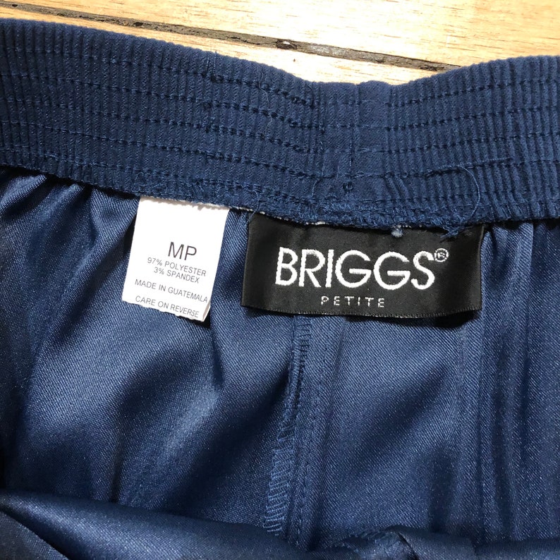 Vintage Briggs navy velour wide leg trouser with elastic waist size M petite