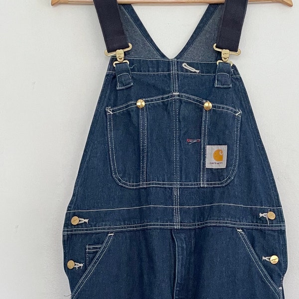 Vtg 90s CARHARTT Denim CARPENTER SALOPETTES 34x29