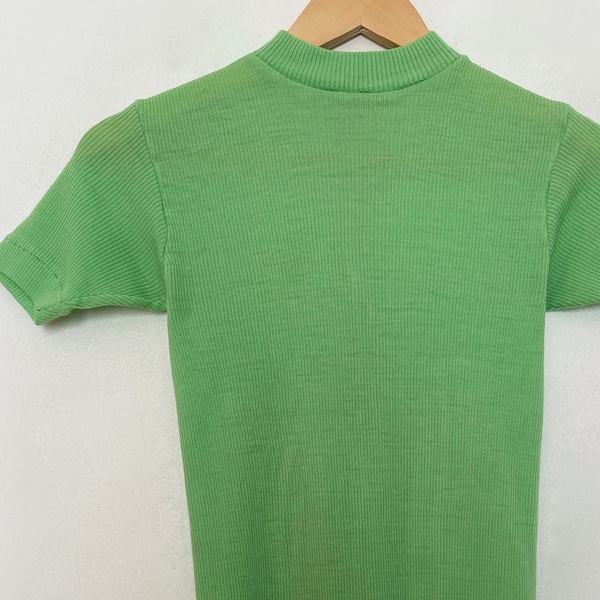 VTG 70s RIBBED Lime Green BODY_SUIT/One-piece