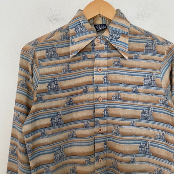 VTG 70s SEARS ALL_OVER_PRINT Button-up SHIRT - image 7