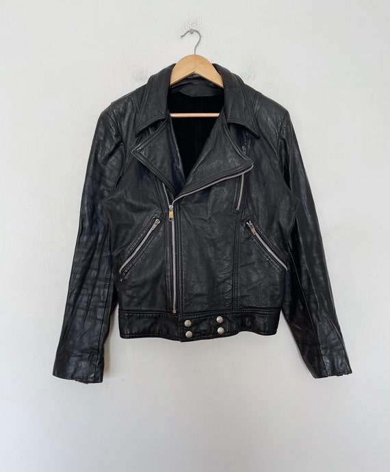 VTG 80s/90s Soft BLACK LEATHER BOMBER_JACKET - image 1