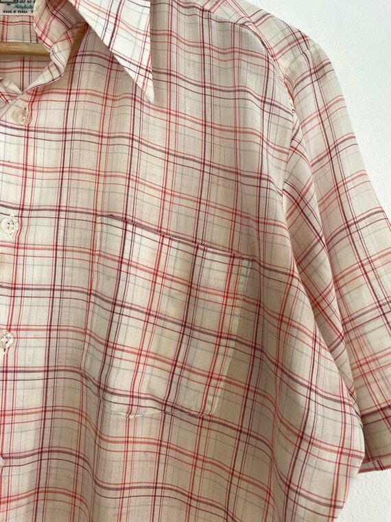 VTG 70s SUPER_THIN Plaid K_MART BUTTON-UP - image 4