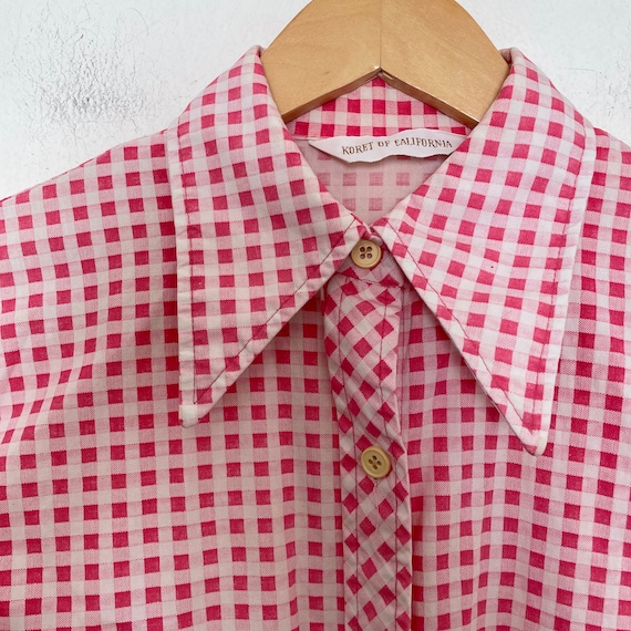Heather Gingham Button Up Top