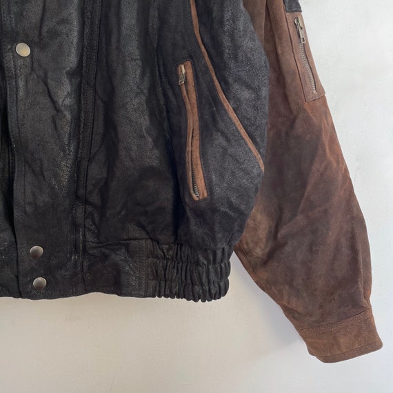 VTG 90s TWO_TONE Insulated LEATHER JACKET - image 6