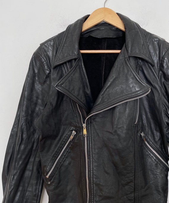 VTG 80s/90s Soft BLACK LEATHER BOMBER_JACKET - image 2