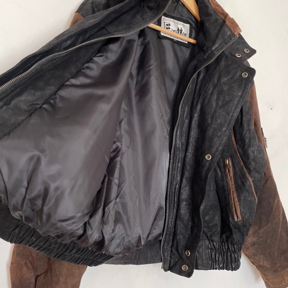 VTG 90s TWO_TONE Insulated LEATHER JACKET - image 2