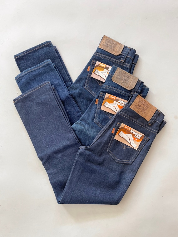 Vtg 80s Deadstock ORANGE_TAB Super Straights LEVIS