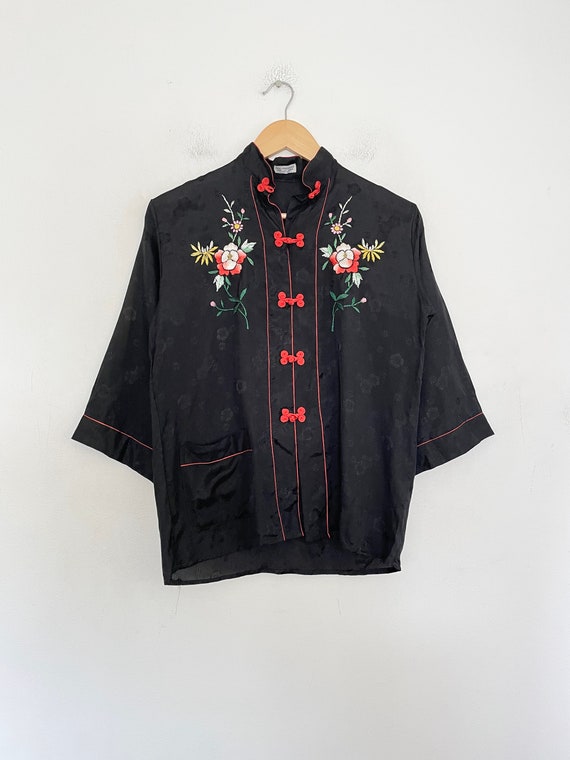 VTG 70s HAND_EMBROIDERED Japanese BLOUSE - image 1