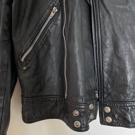 VTG 80s/90s Soft BLACK LEATHER BOMBER_JACKET - image 4