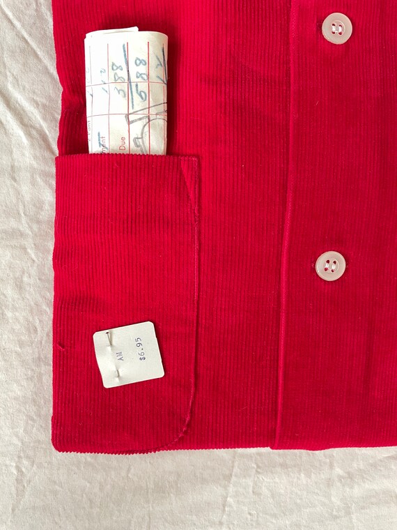 Vtg 60s Deadstock Red CORDUROY Templeton BUTTON-UP - image 3