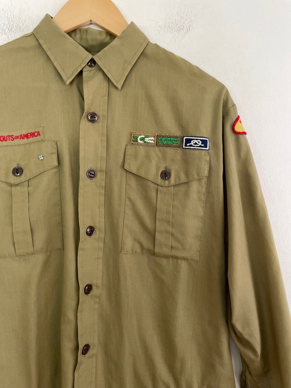 VTG 70s Single Stitched BOY_SCOUTS Uniform BUTTON… - image 2