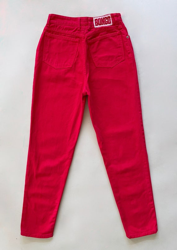 Vtg 80s Red TAPERED High Waist BONGO JEANS 25x26