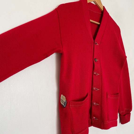 VTG 50s Red PATCHED/Distressed Varsity SWEATER/Car