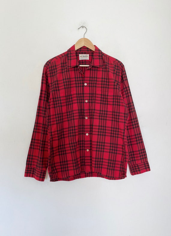 50’s/60’s Unisex Sheer Plaid Button Up Shirt