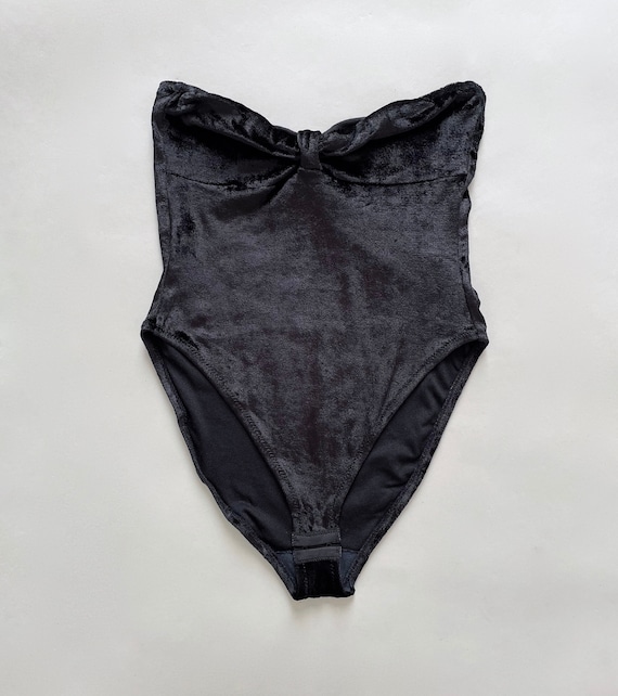 VTG 70s UNION_MADE Black VELVET Strapless BODY_SUI