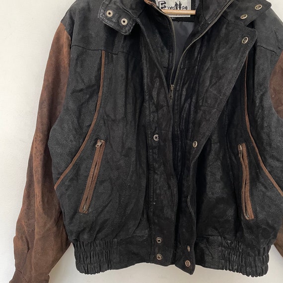 VTG 90s TWO_TONE Insulated LEATHER JACKET - image 5