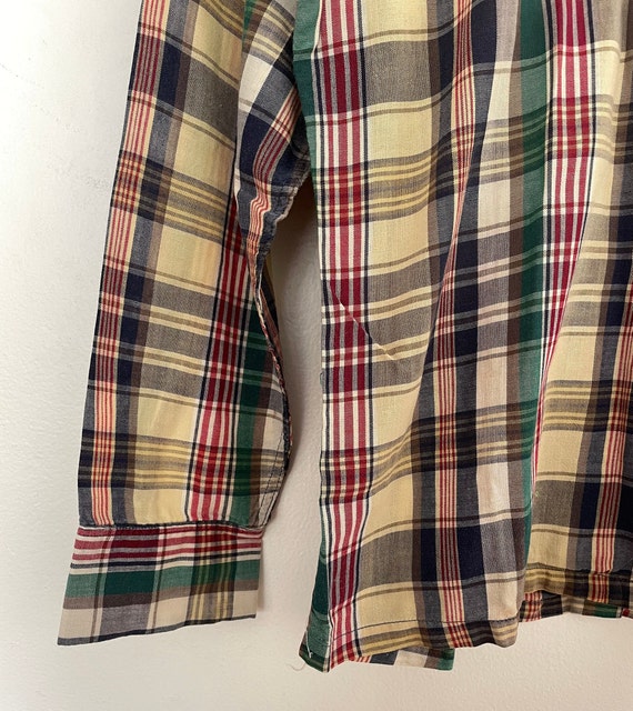 Vtg 50s Thin PLAID Montgomery Ward BUTTON-UP - image 6