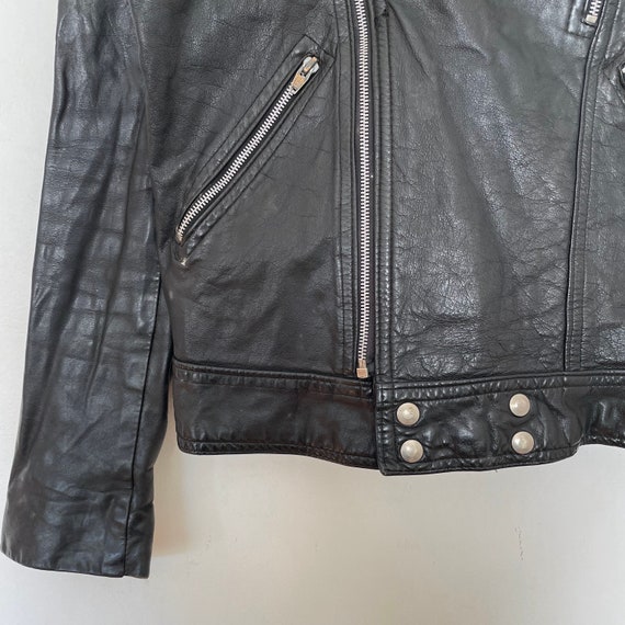 VTG 80s/90s Soft BLACK LEATHER BOMBER_JACKET - image 5