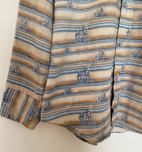 VTG 70s SEARS ALL_OVER_PRINT Button-up SHIRT - image 2