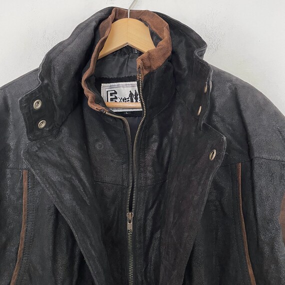 VTG 90s TWO_TONE Insulated LEATHER JACKET - image 7